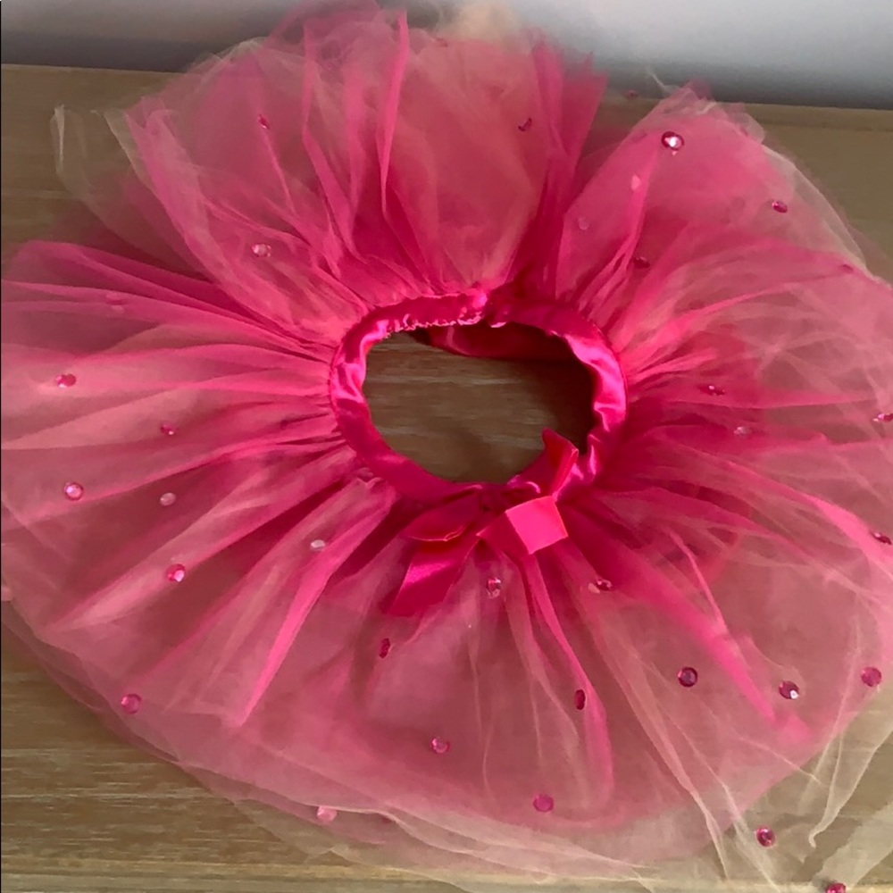 Fuchsia and light pink bedazzled skirt with bow